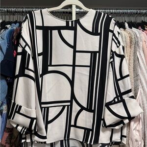 Zara Monochrome Abstract Pattern Blouse